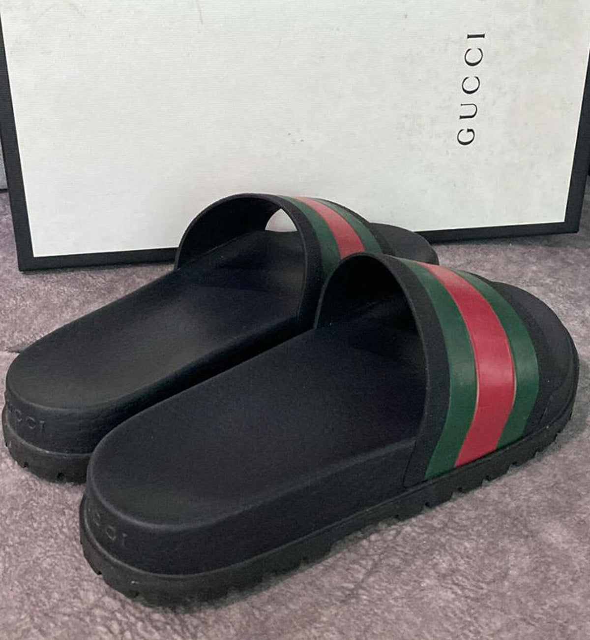 [Pre-Used] Gucci Slides Black Web with Platform