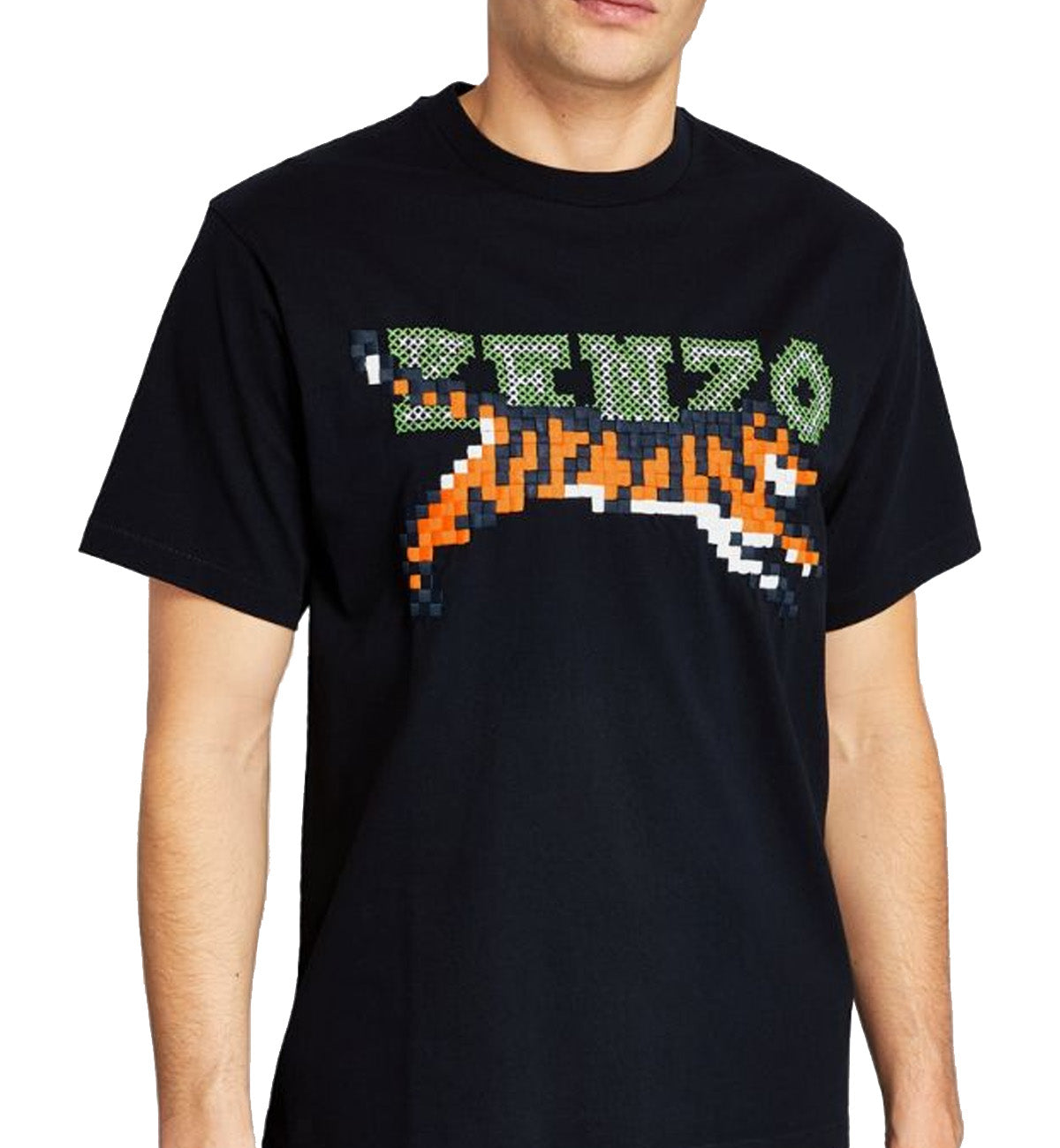 Kenzo Pixel Tiger Embroidered T-shirt (Black)