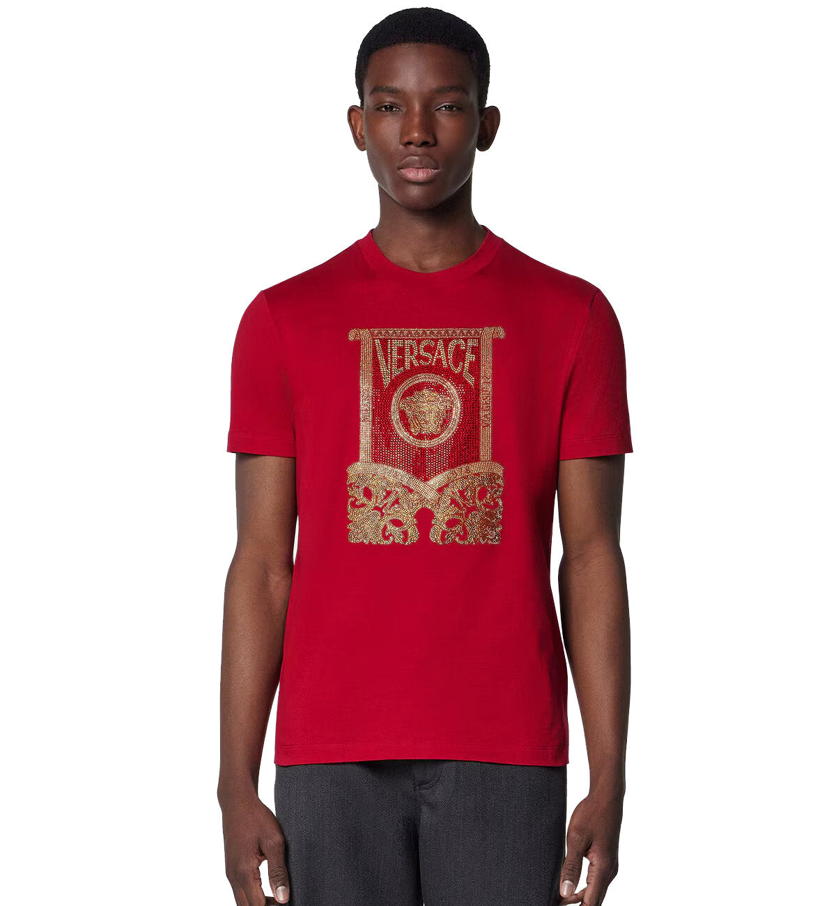 Versace Crystal Architectural Baroque T-Shirt (Red)
