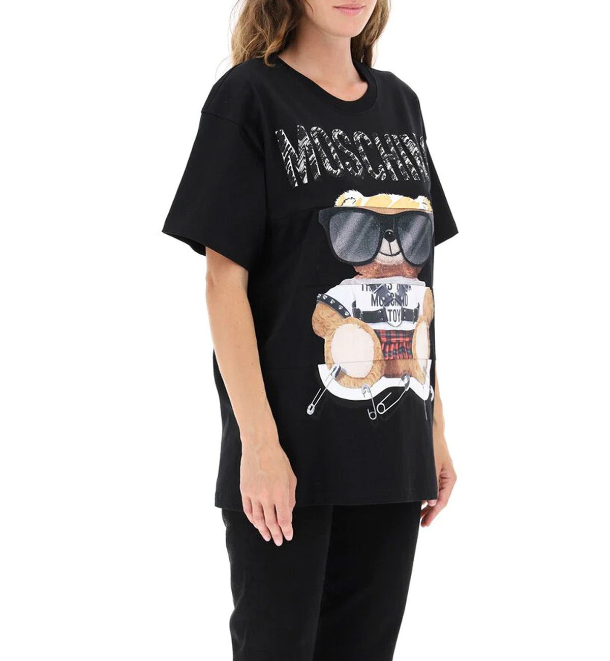 Moschino Mixed Teddy Bear Crew Neck T-Shirt (Black)