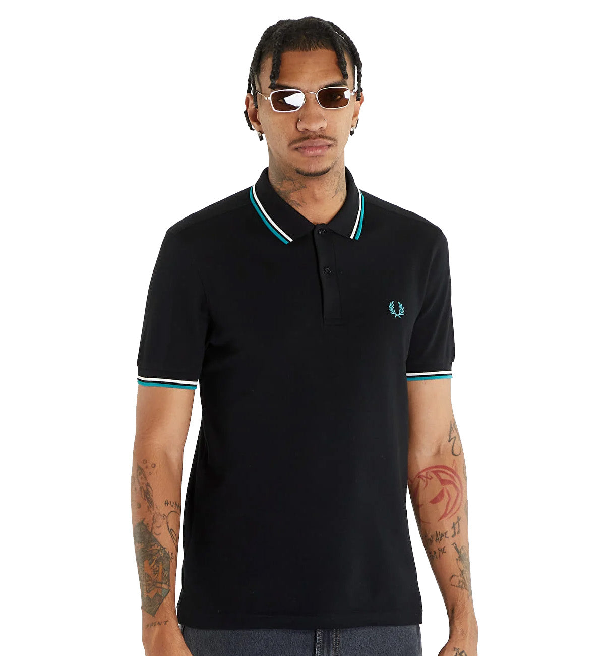 Fred Perry Mint White Stripe Black Polo Shirt