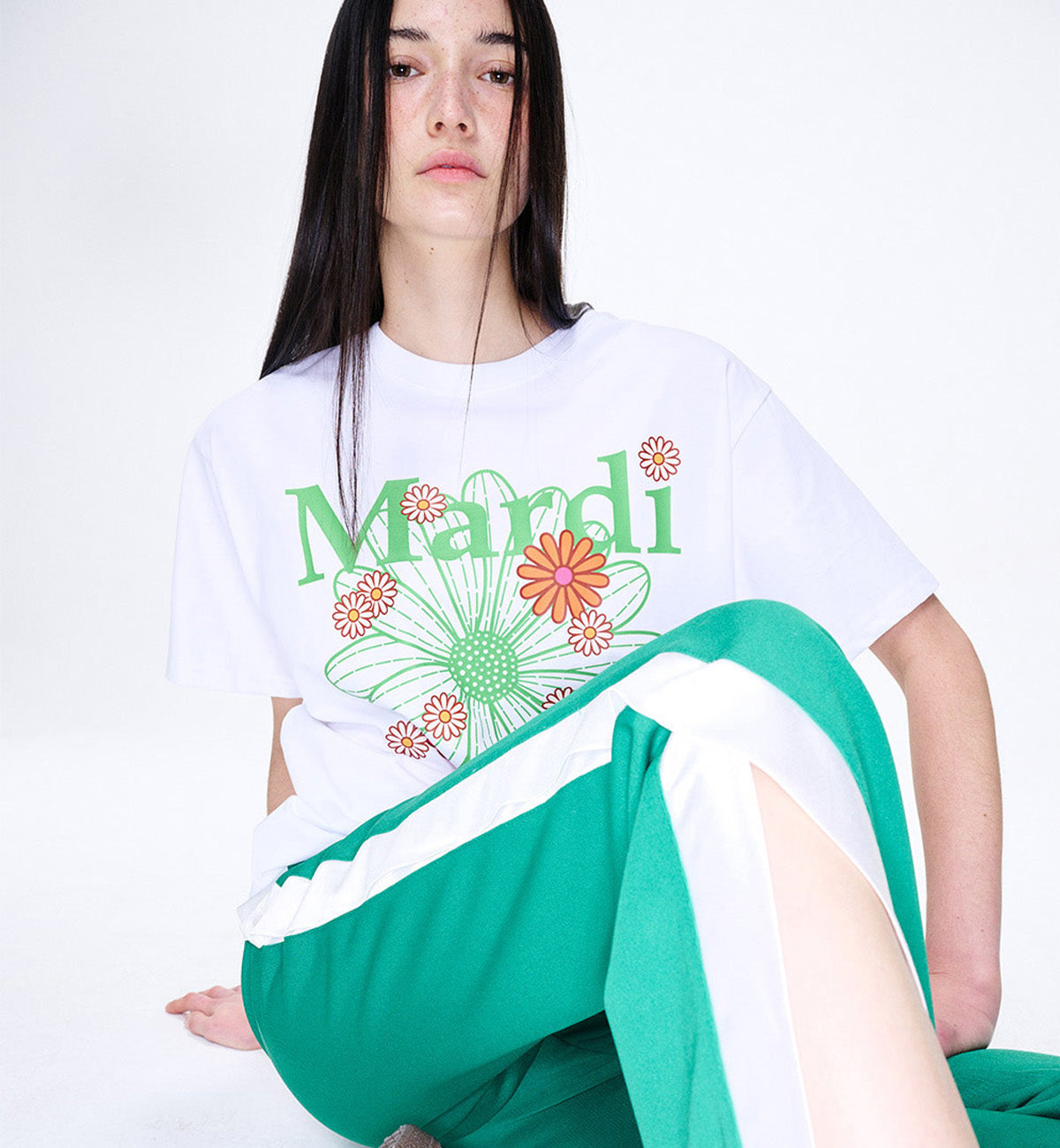 Mardi Mercredi Blossom Mardi T-Shirt (White Green)