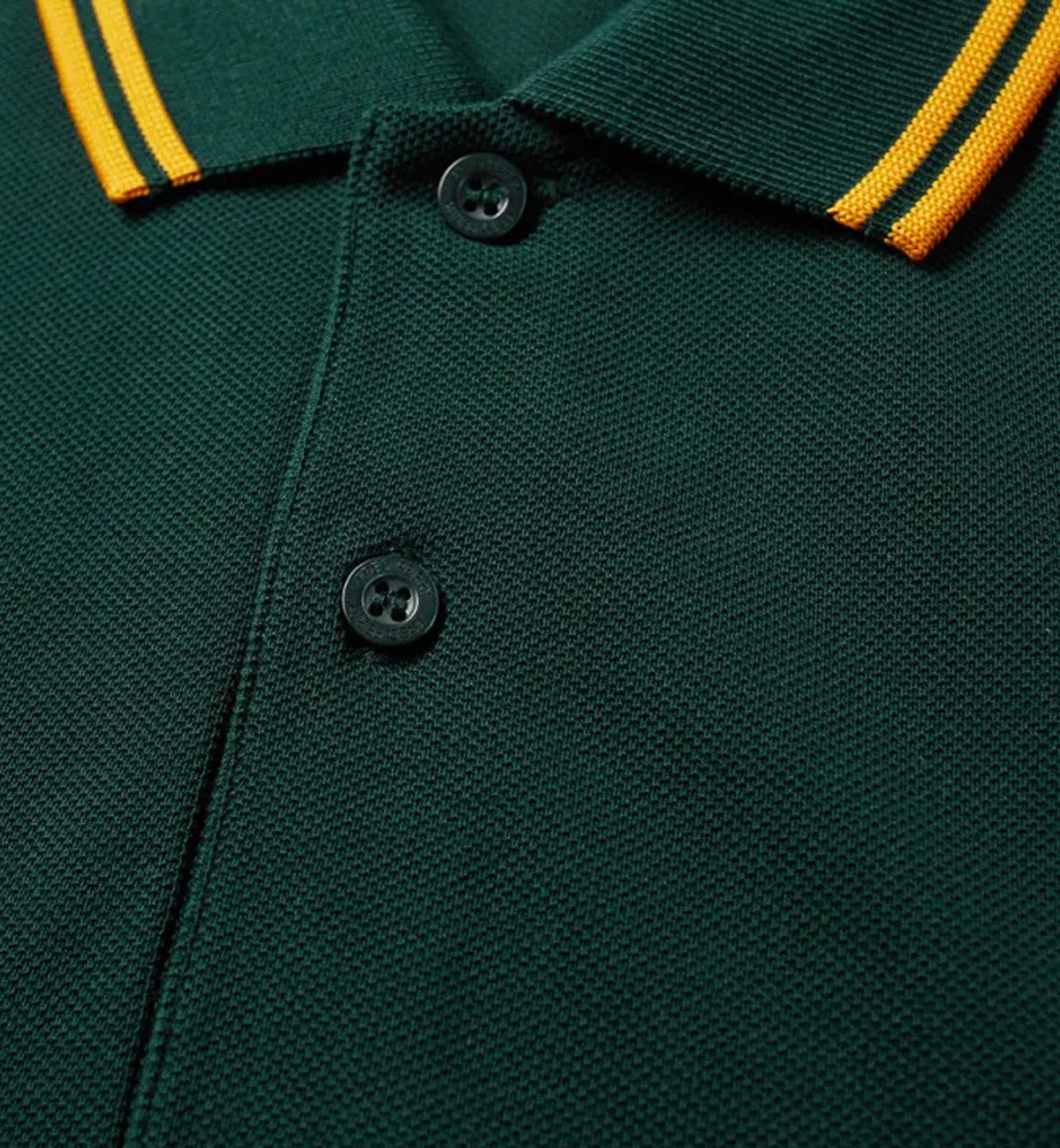 Fred Perry Yellow Double Stripe Green Polo Shirt