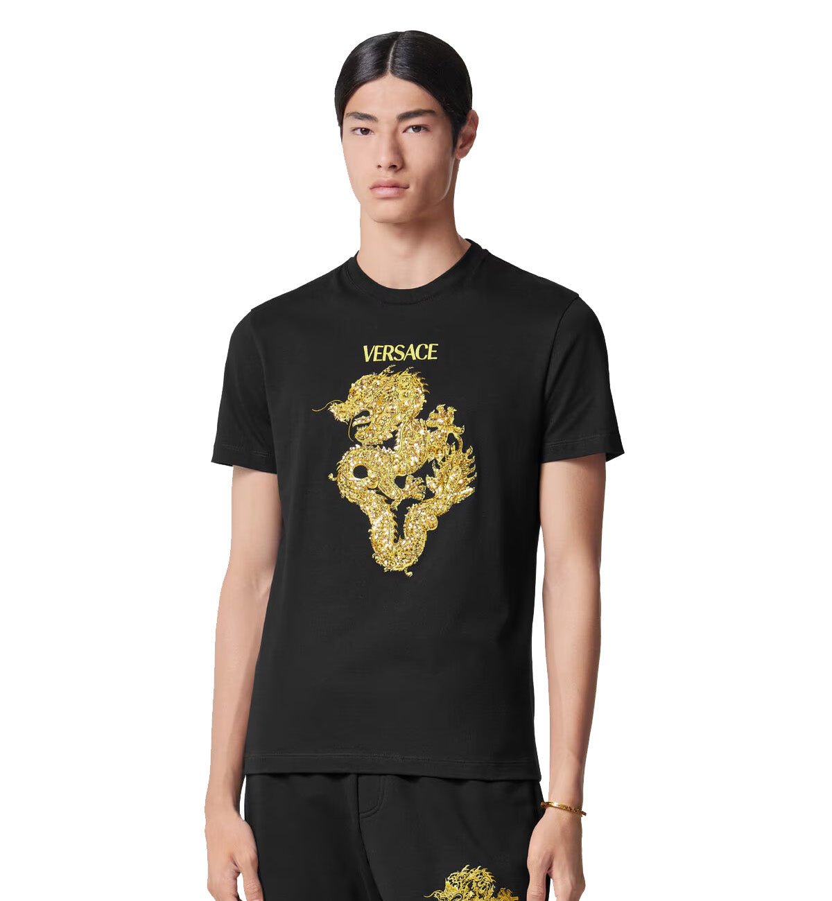 Versace Embellished Year of the Dragon T-Shirt (Black)