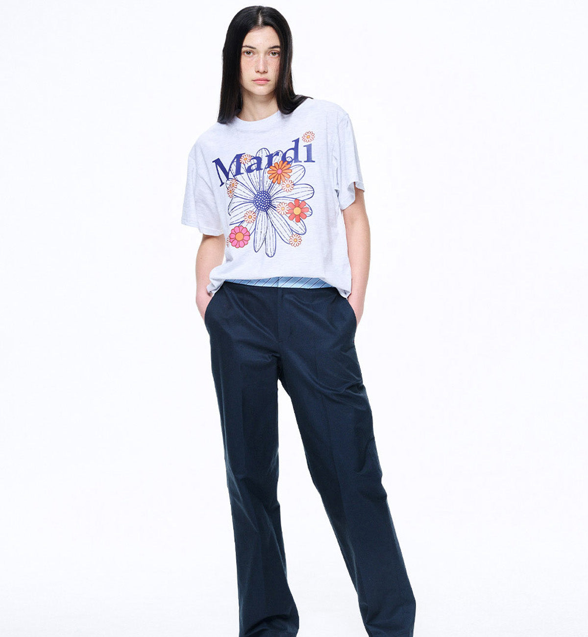 Mardi Mercredi Blossom Mardi T-Shirt (White Blue)