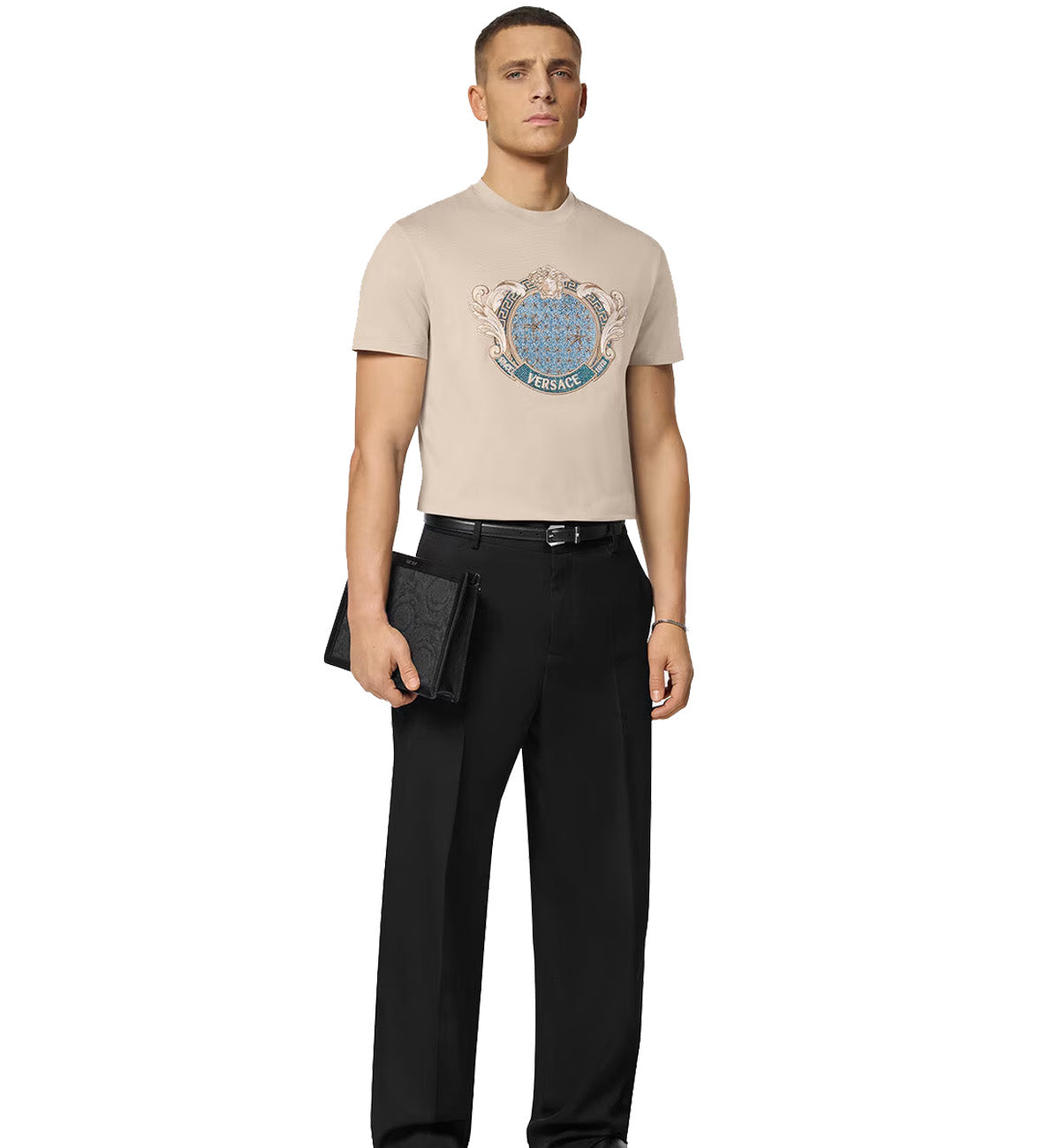 Versace Crystal Starfish Blason T-Shirt (Beige)