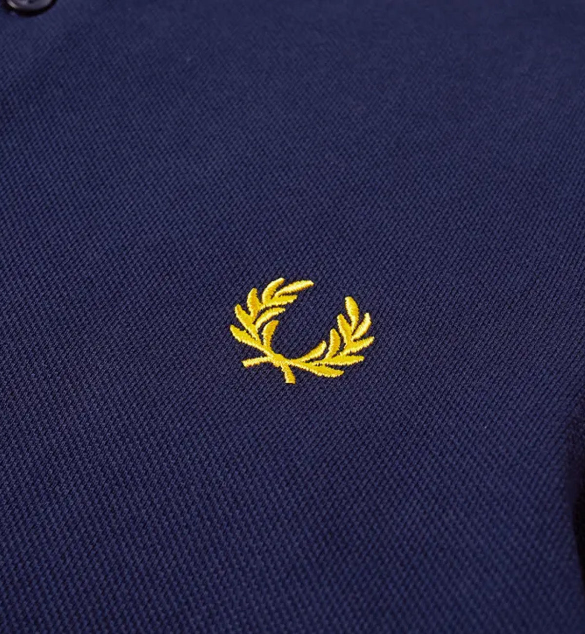 Fred Perry Yellow Double Stripe Navy Polo Shirt