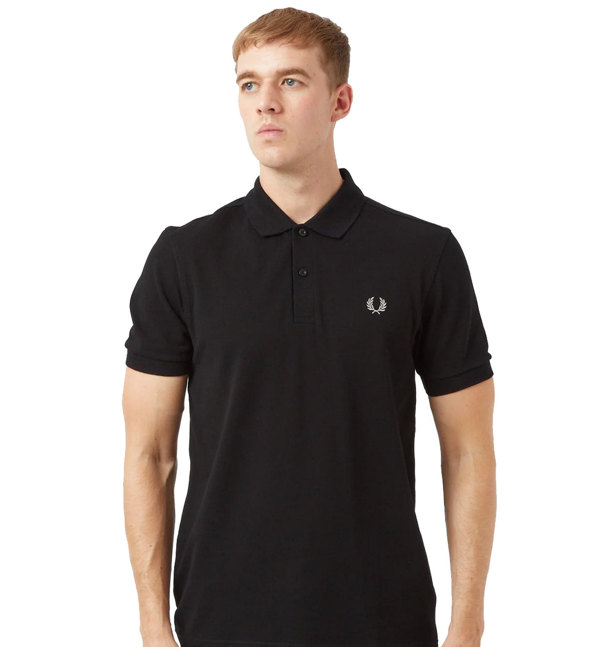 Fred Perry Textured Knit Polo T-shirt - Black