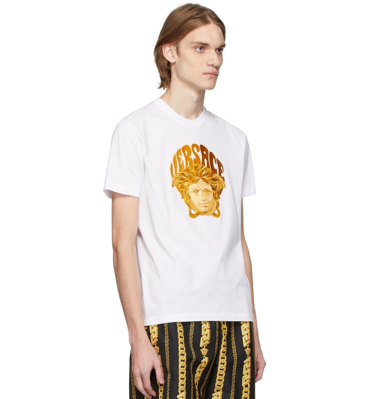 Versace Embroidered Medusa Music T-Shirt (White)