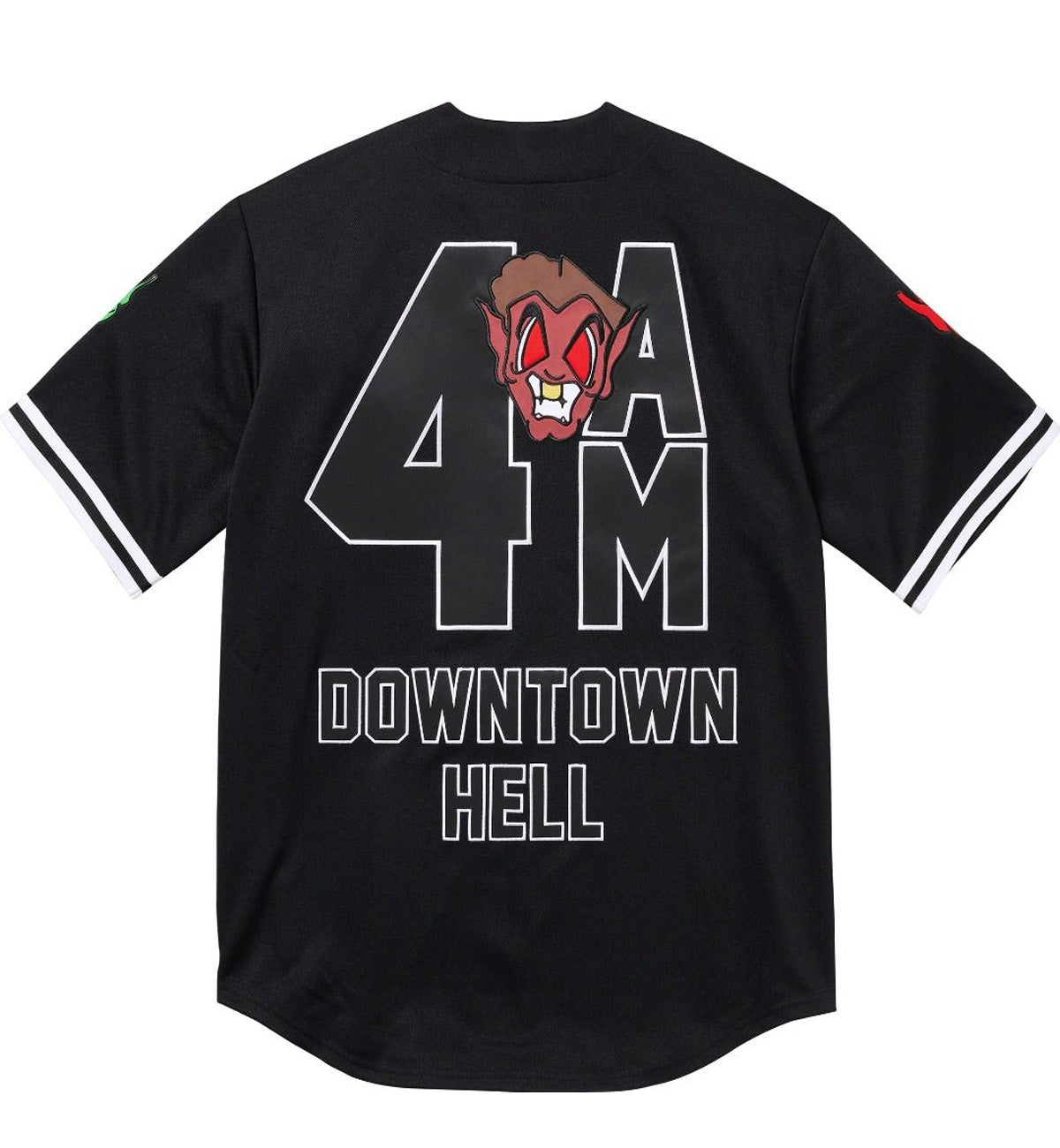 Supreme x Mitchell & Ness Collaboration FW23 DOWNTOWN HELL BASEBALL JERSEY (Black)