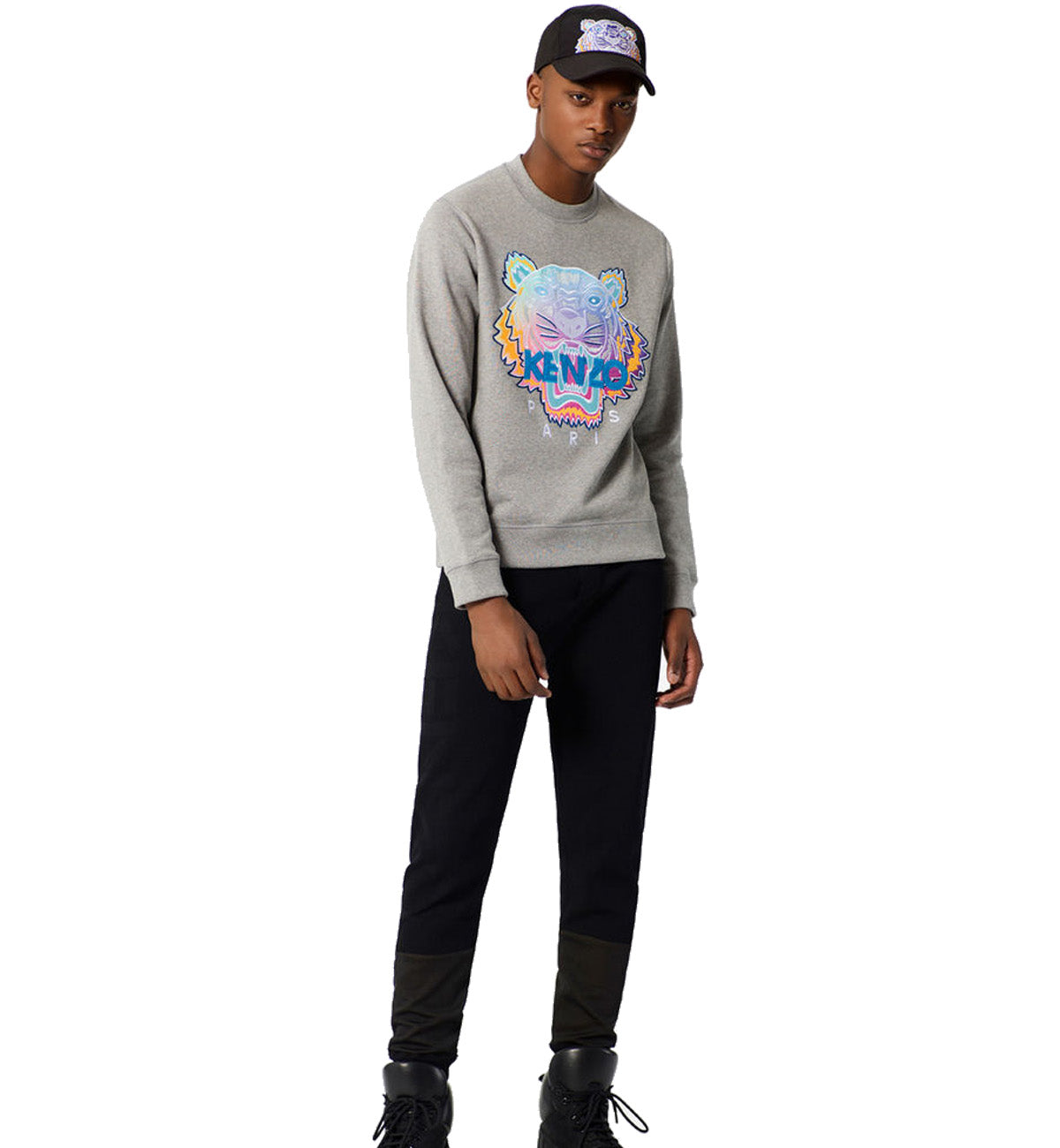 Kenzo Gradient Embroidered Tiger Logo Grey Sweatshirt