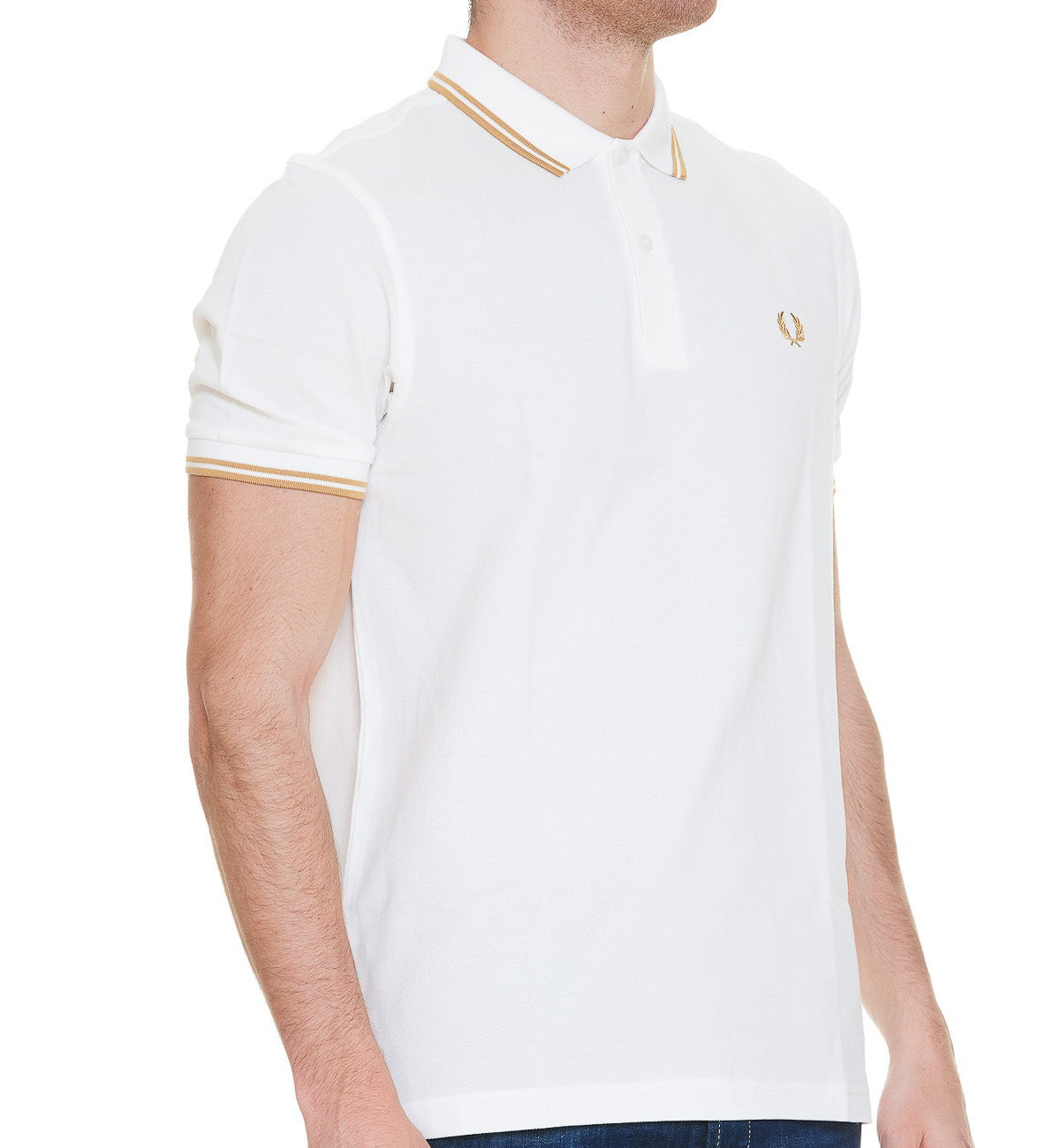 Fred Perry Desert Double Stripe Polo White Shirt