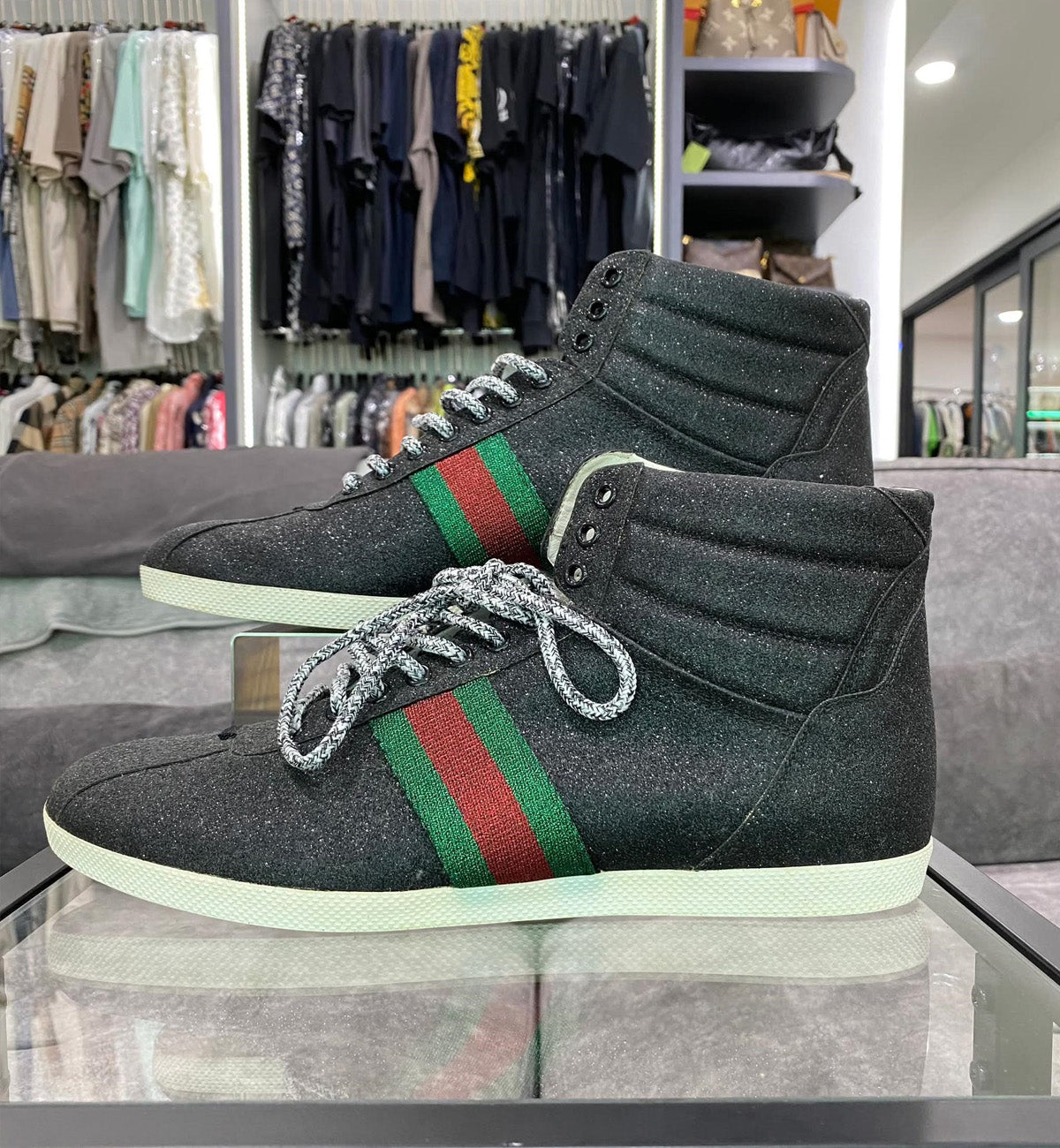 [Pre-used] Gucci Glitter High Sneaker