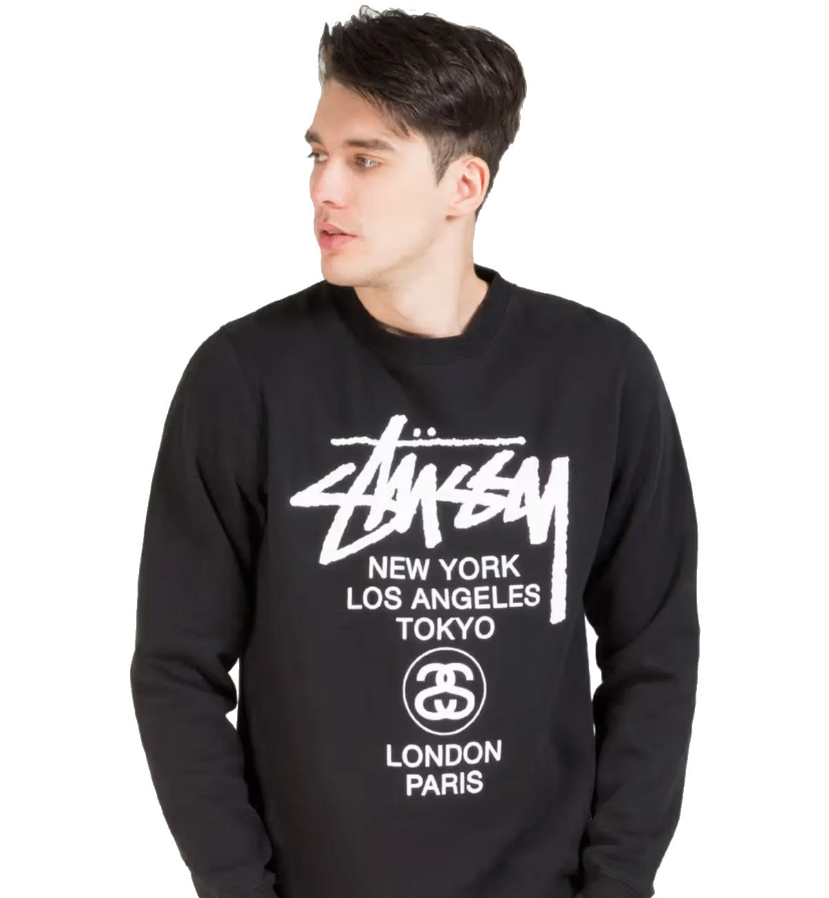 Stussy World Tour Crewneck Sweatshirt (Black)