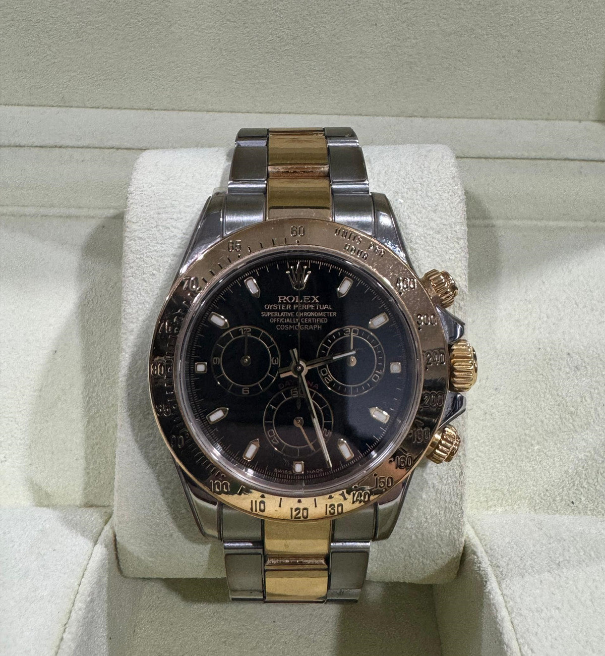[Pre-Used] Rolex Daytona Half Gold 116523 (Black Dial)