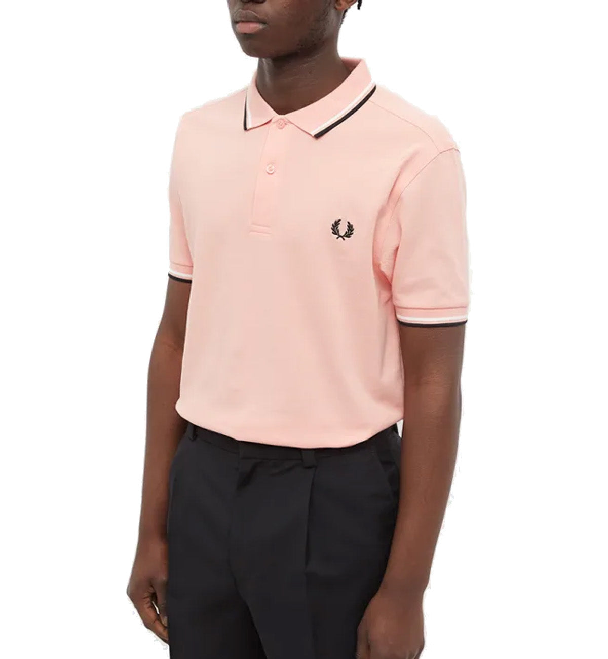 Fred Perry Black White Stripe Pink Polo Shirt