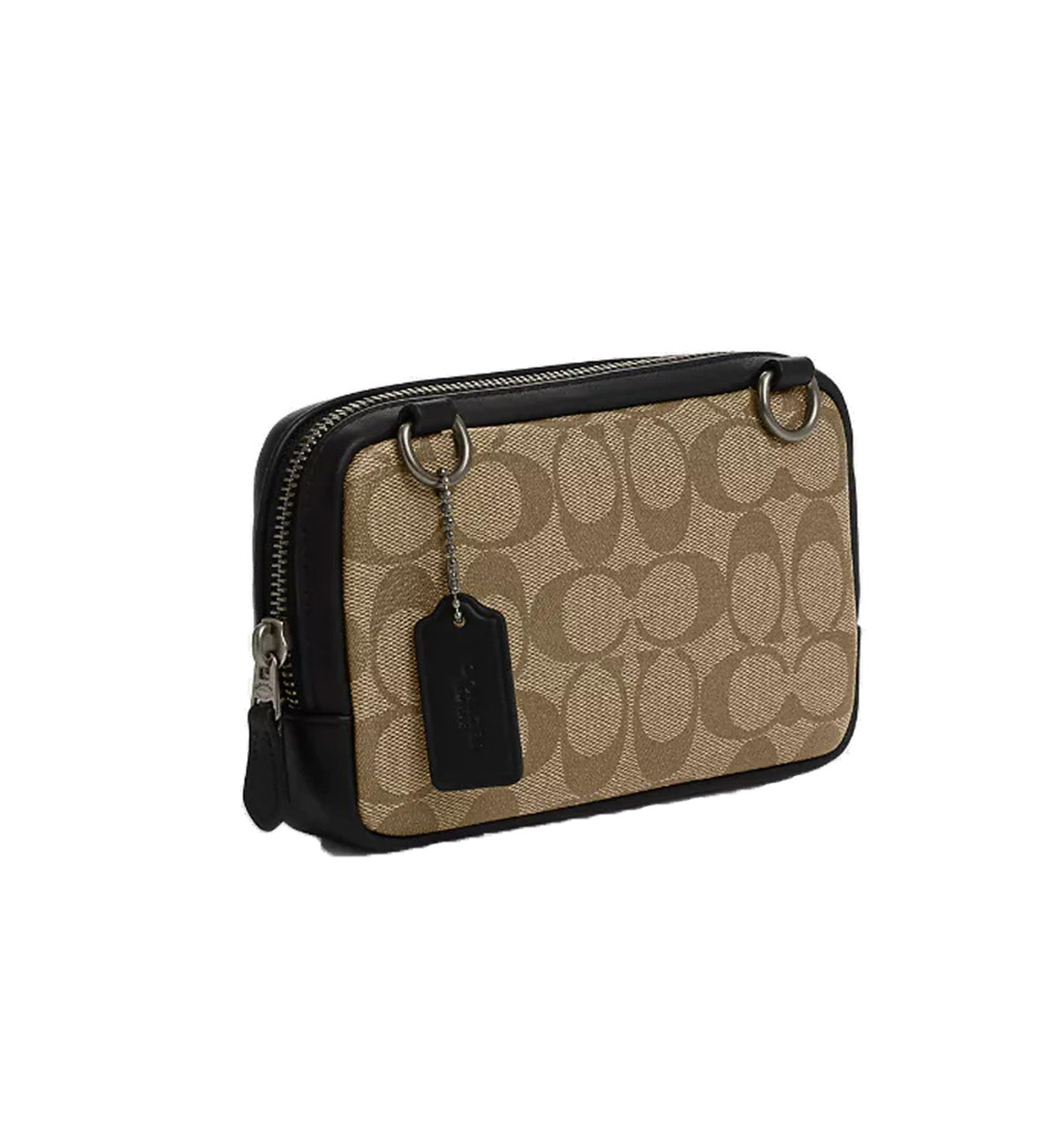 Coach Phone Carrier Crossbody Khaki Signature Black