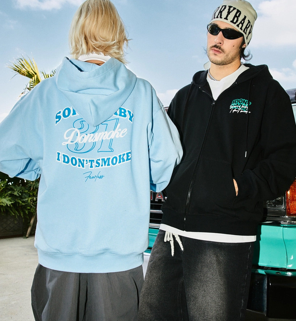 I Don't Smoke Sorry Baby 31 Logo Hoodie (Cyan)