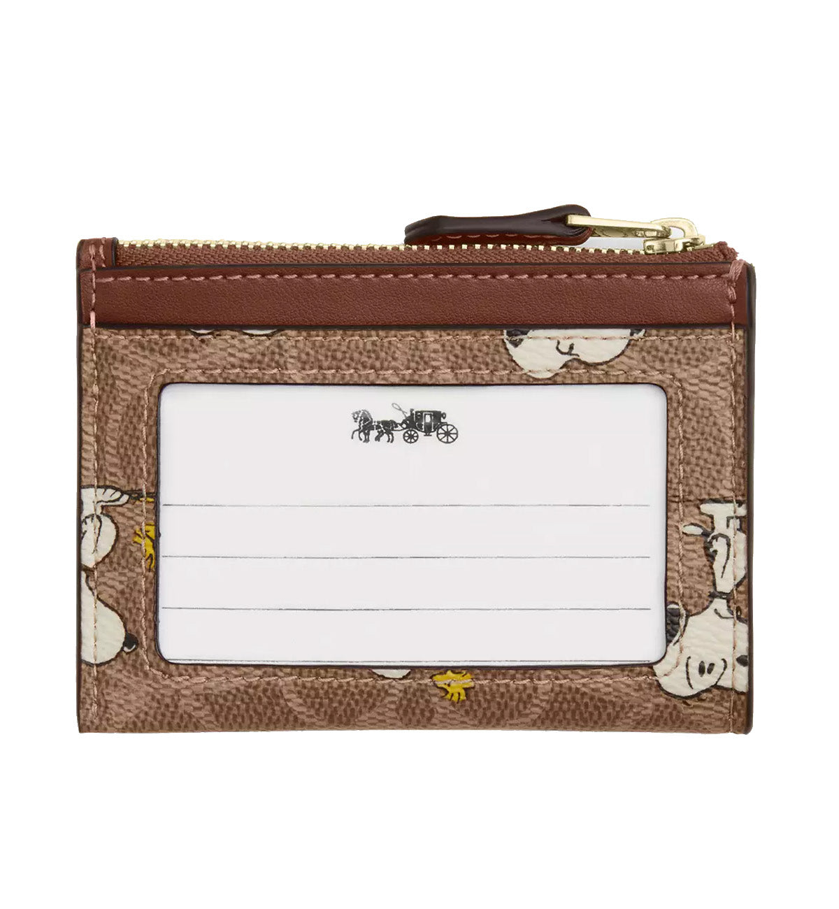 Coach X Peanuts Mini Skinny Id Case In Signature Canvas Snoopy