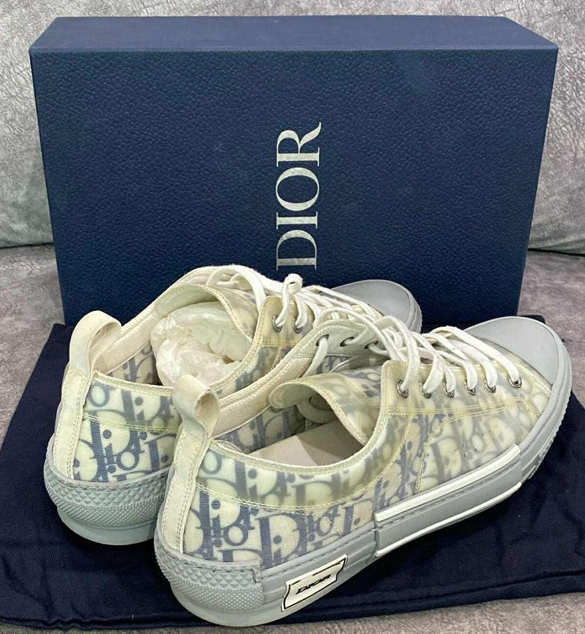 [Pre-Used] Dior B23 Low Oblique Grey Navy Sneaker