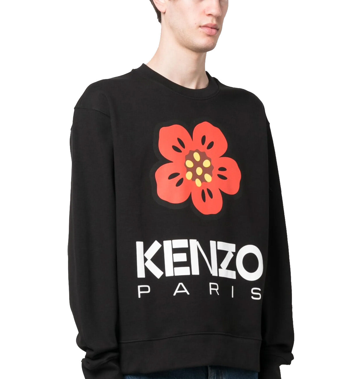 Kenzo Poppy Cotton Sweatshirt (Black)