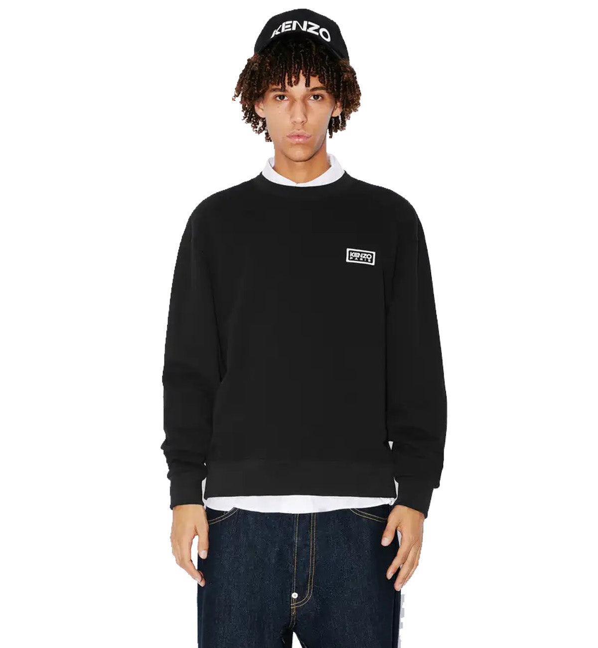 Kenzo Embroidered Bicolor Paris Sweatshirt (Black)