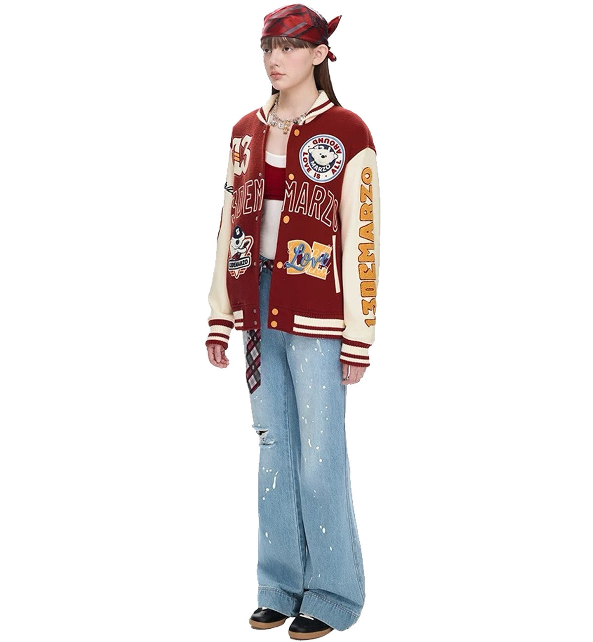 13DE MARZO Doozoo Retro Instruments Baseball Jacket (Red)