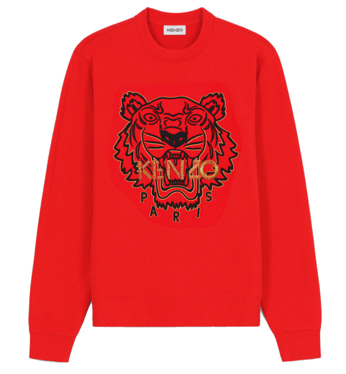 Kenzo Black Gold Embroidered Tiger Logo Red Sweatshirt