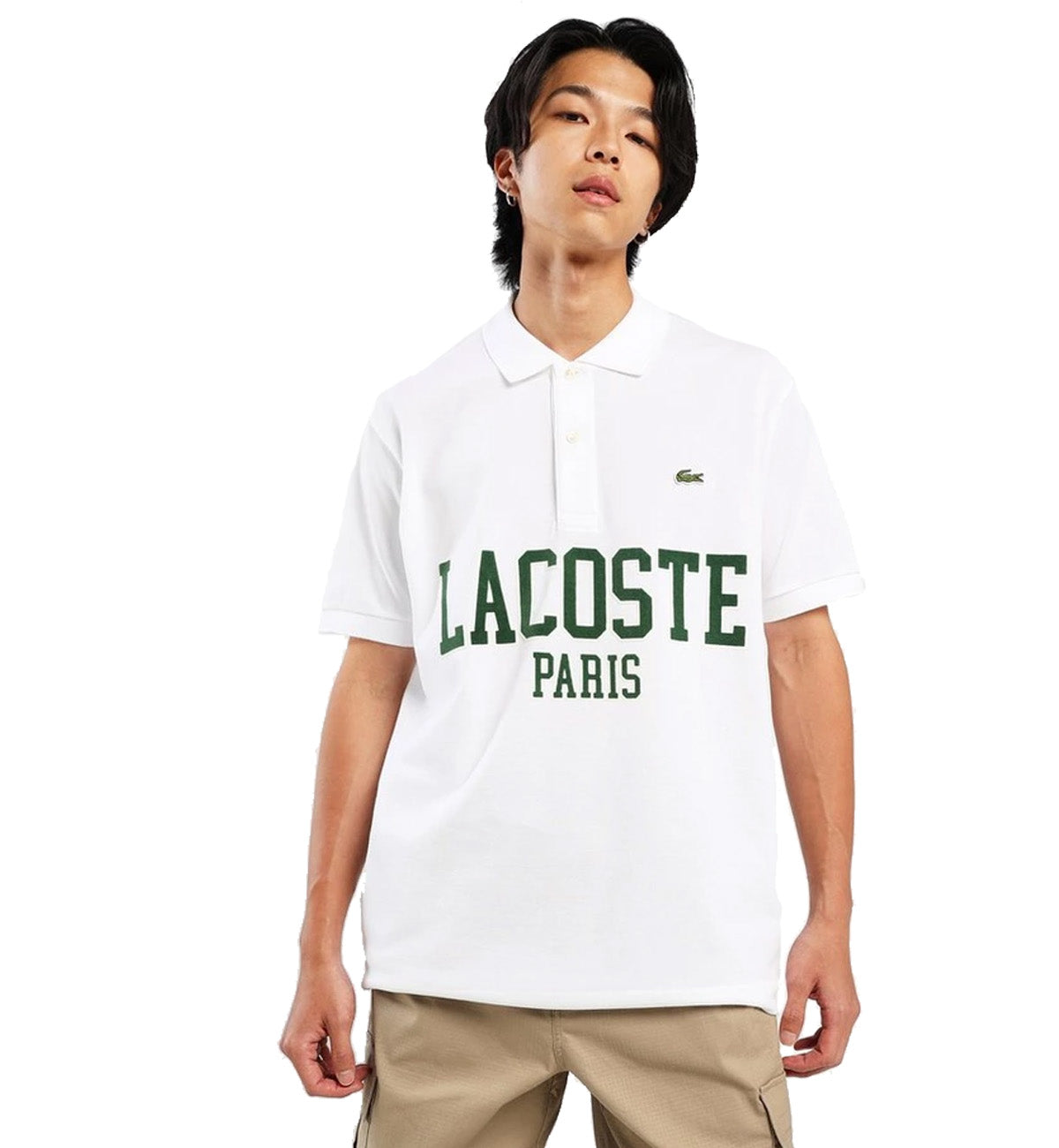 Lacoste Flocked Piqué Polo Shirt (White)