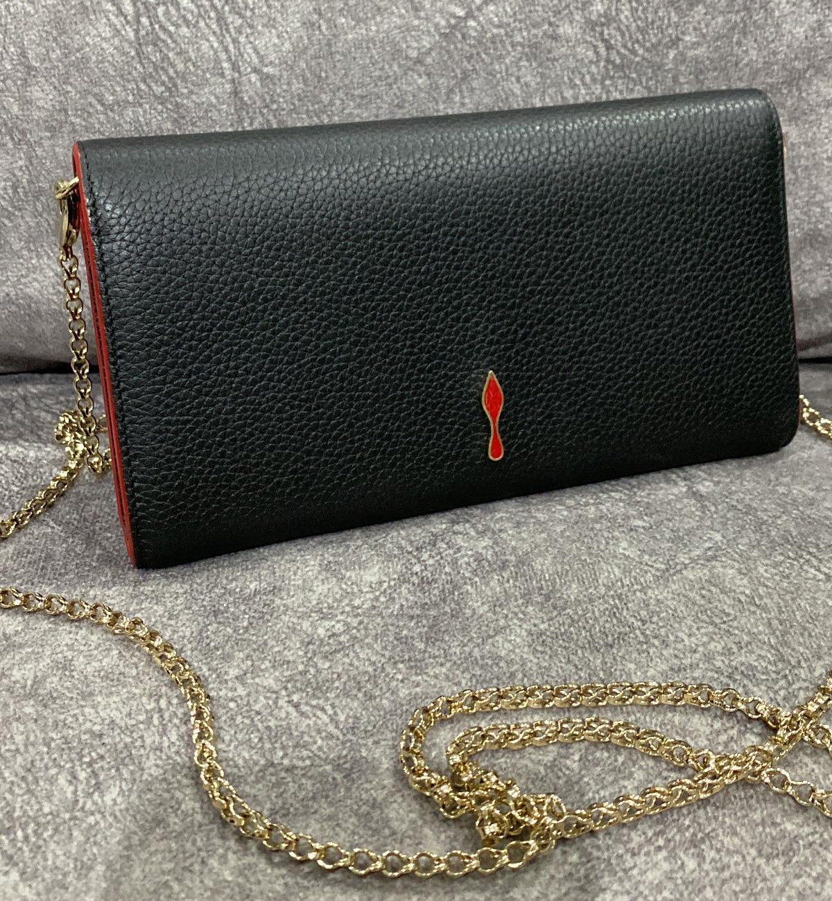 [Pre-used] Christian Louboutin CL WOC Bag Boudoir Black with Red hints