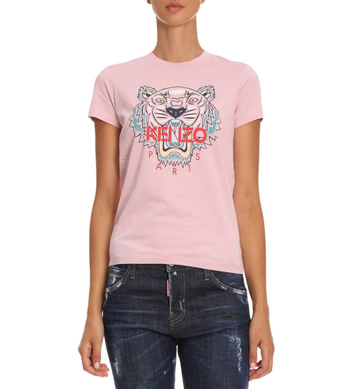 Kenzo Female Pink Tiger Red Word T Shirt Pink The Factory KL