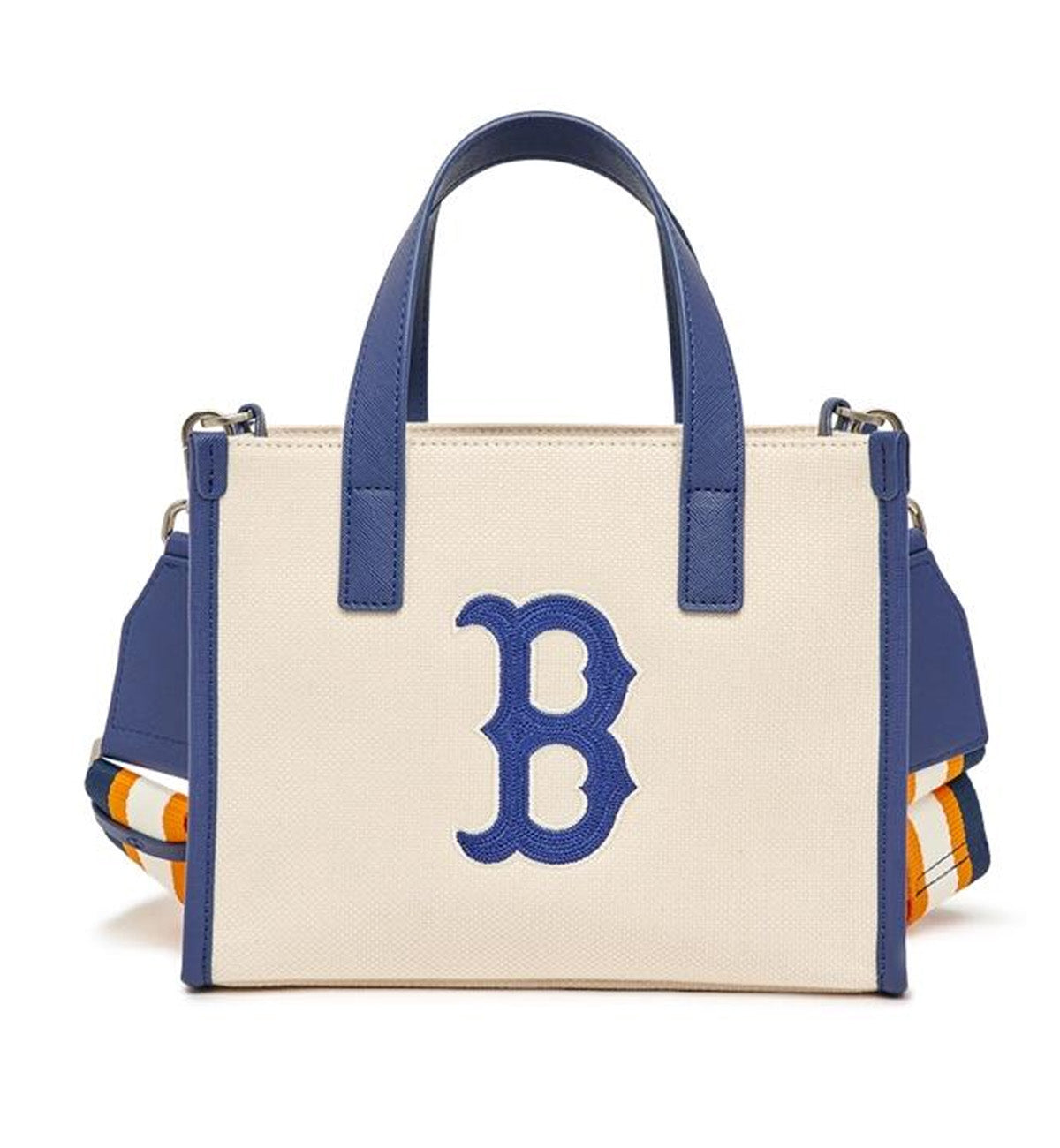 MLB Big Logo Canvas S Tote Bag Blue Boston