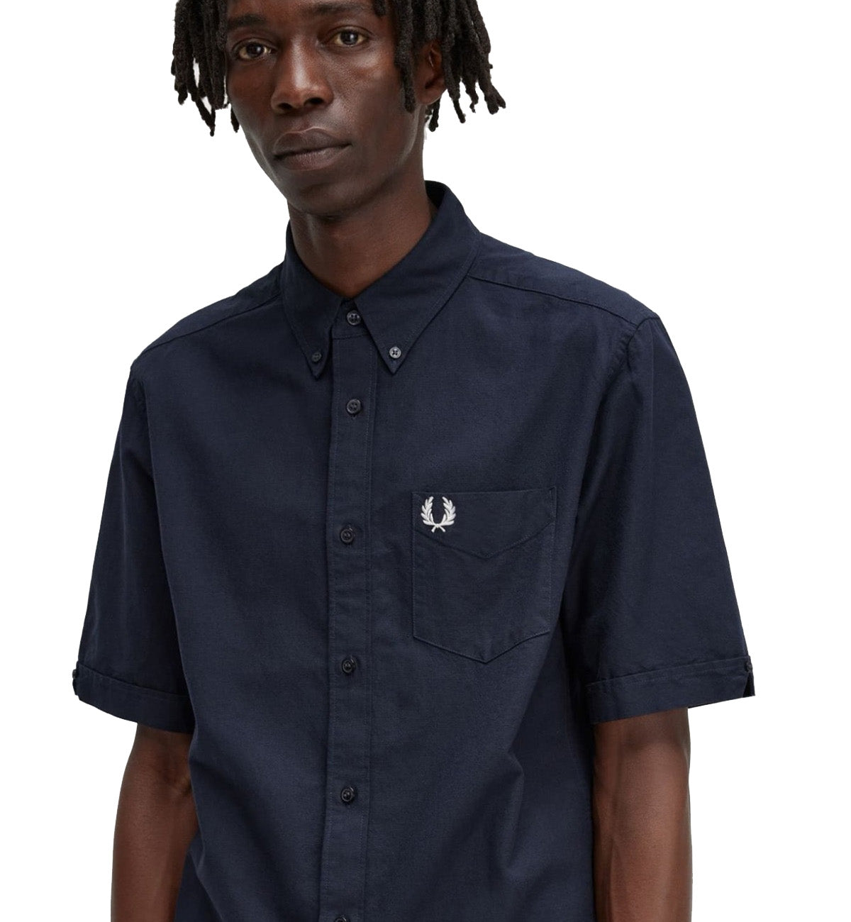 Fred Perry Short Sleeve Oxford Shirt (Navy)