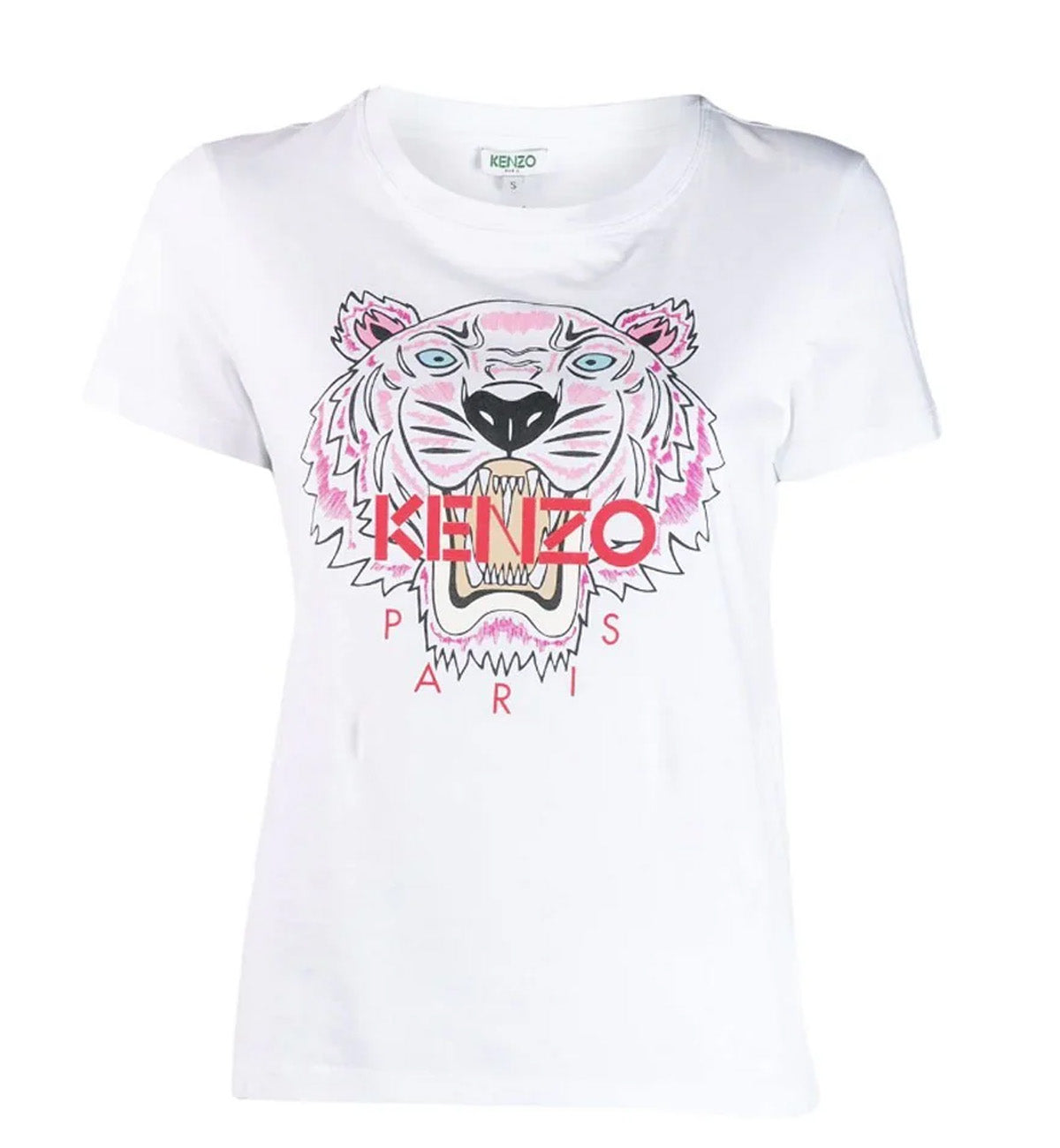 Kenzo Female Pink Tiger (Red Word) T-Shirt (White)