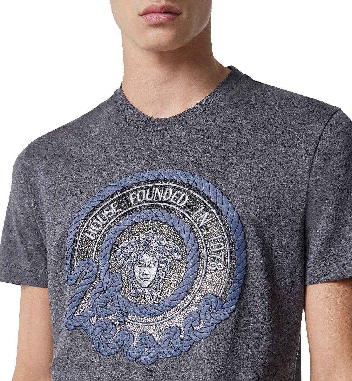 Versace Crystal Nautical Medusa T-Shirt (Grey)