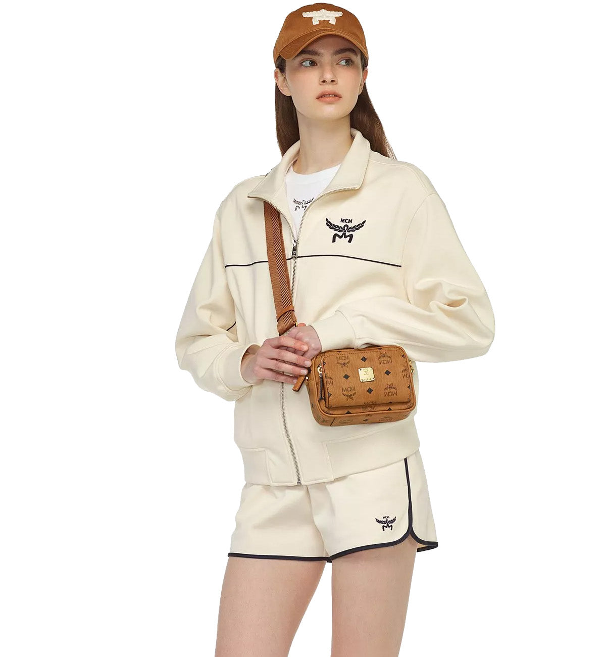 MCM Mini Aren Crossbody Visetos (Cognac)