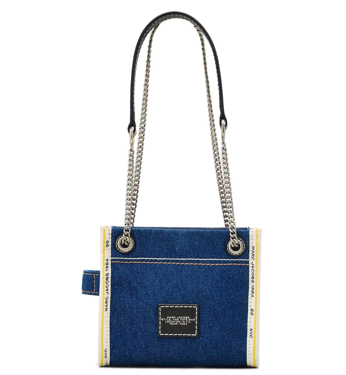 MARC JACOBS The Denim Chain Mini Tote Bag (Blue)