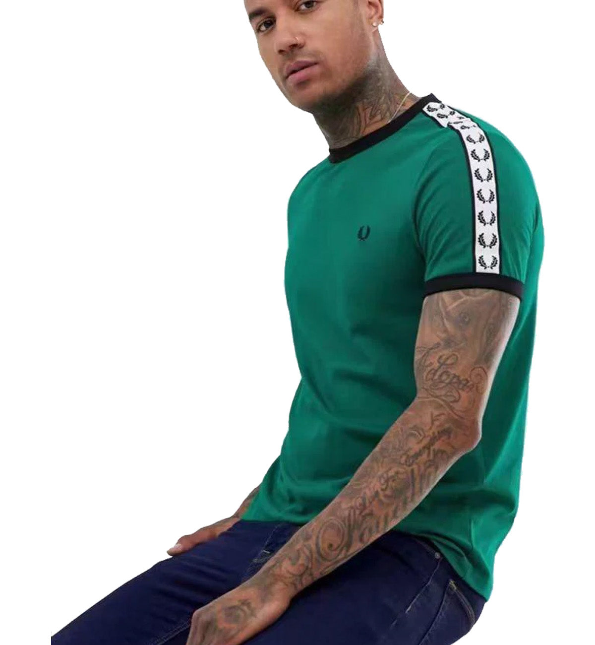 Fred Perry Taped Ringer Tee - Green