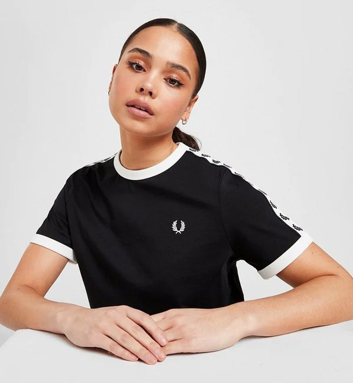 Fred Perry Taped Ringer Tee - Black