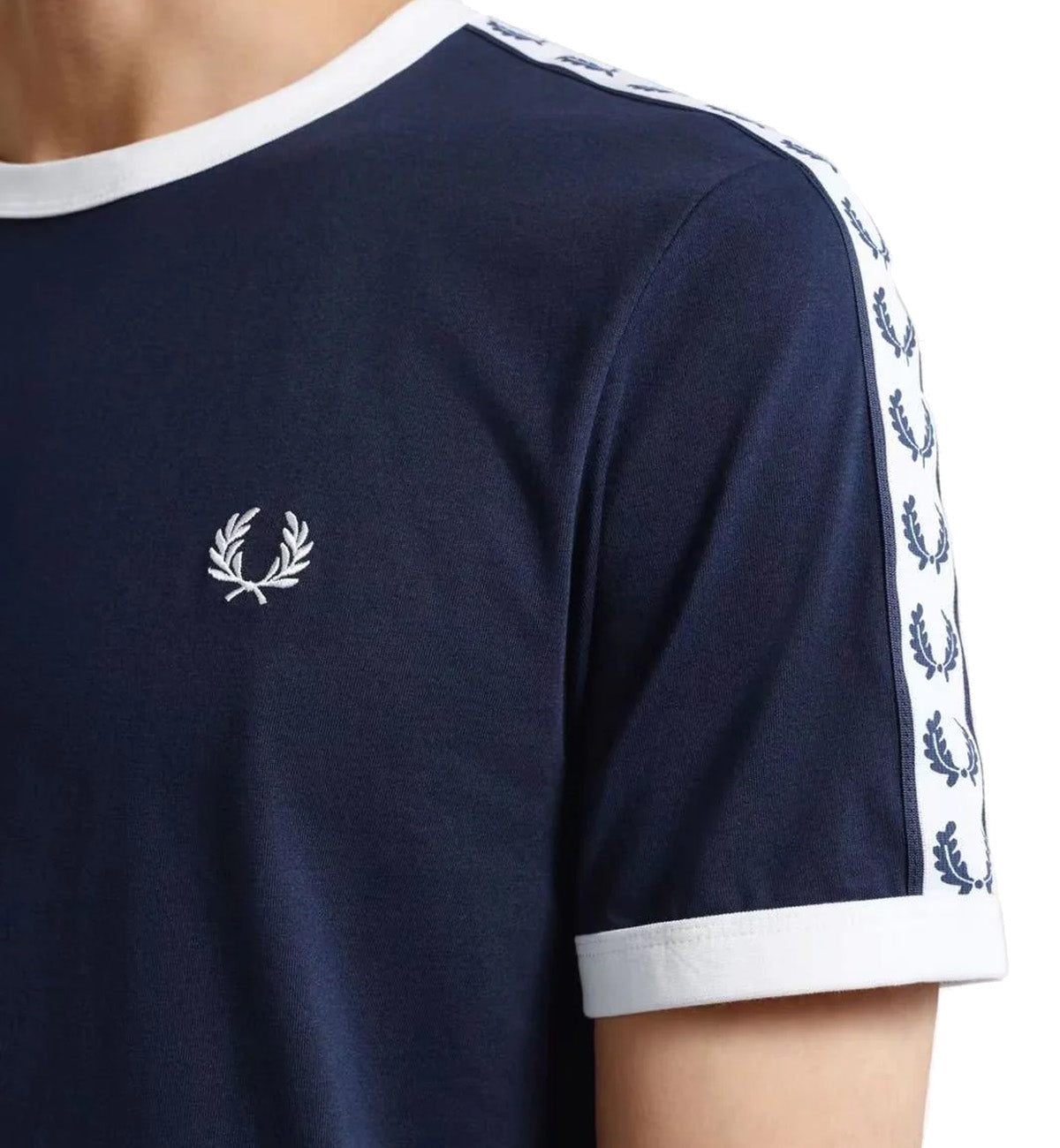 Fred Perry Taped Ringer Tee - Navy Blue