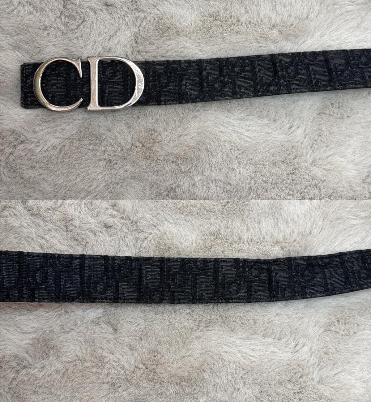 [Pre-used] Dior Belt Reversible with Silver Logo