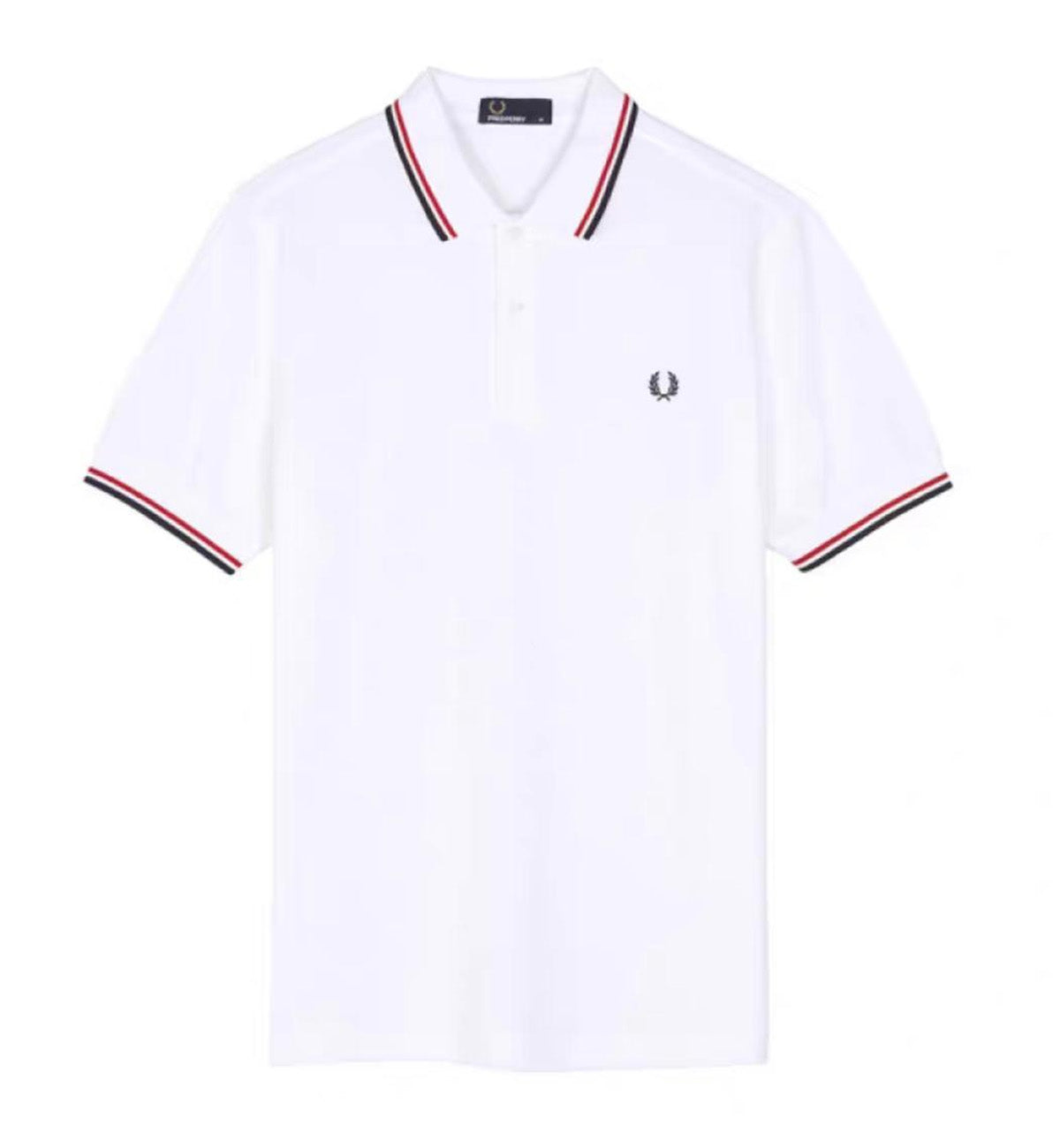 Fred Perry Black Red Stripe White Polo Shirt