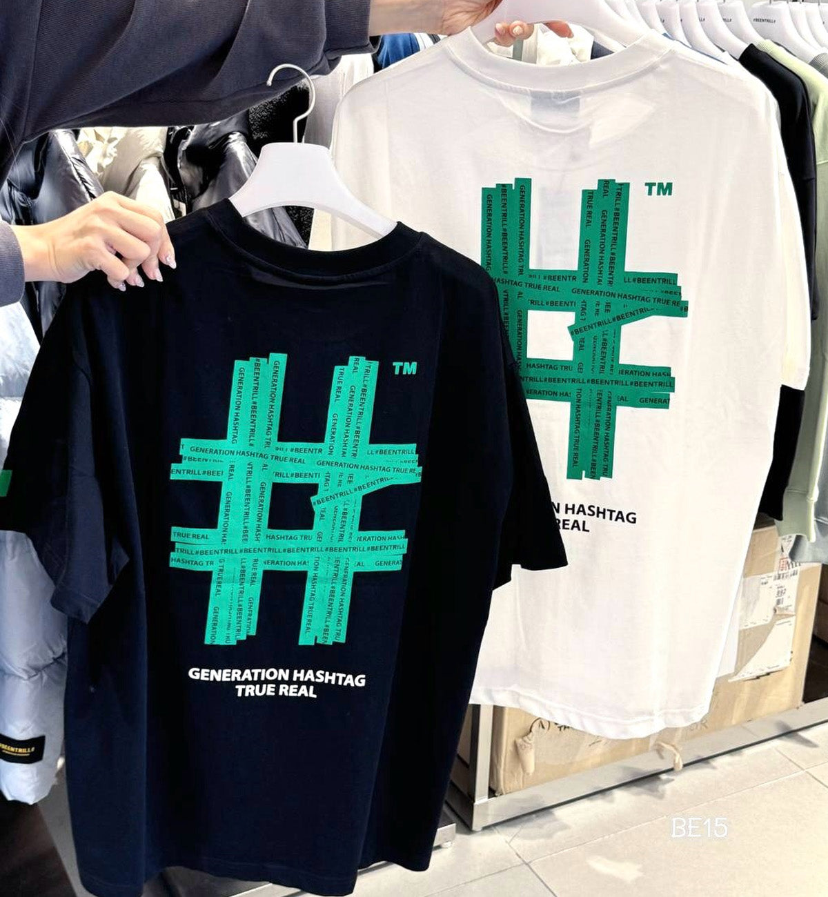 BEENTRILL Green Taping Hashtag T-Shirt