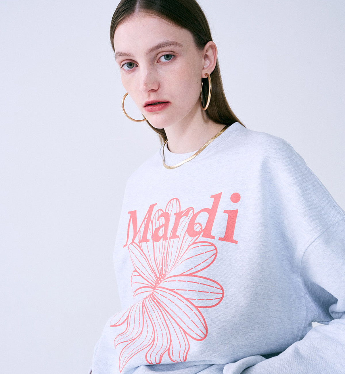 Mardi Mercredi Flower Mardi Sweatshirt (Heather Coral)