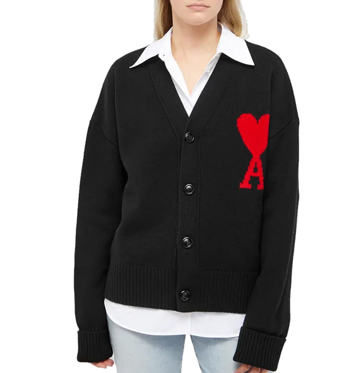 Ami Paris Cardigan Button Jacket (Black)