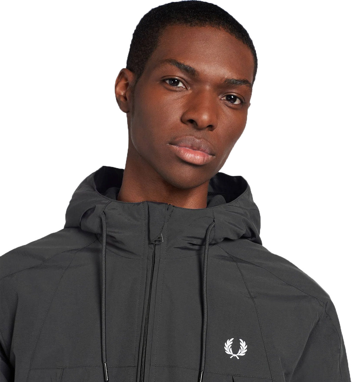 Fred Perry Tipped Hooded Sports Black Jacket