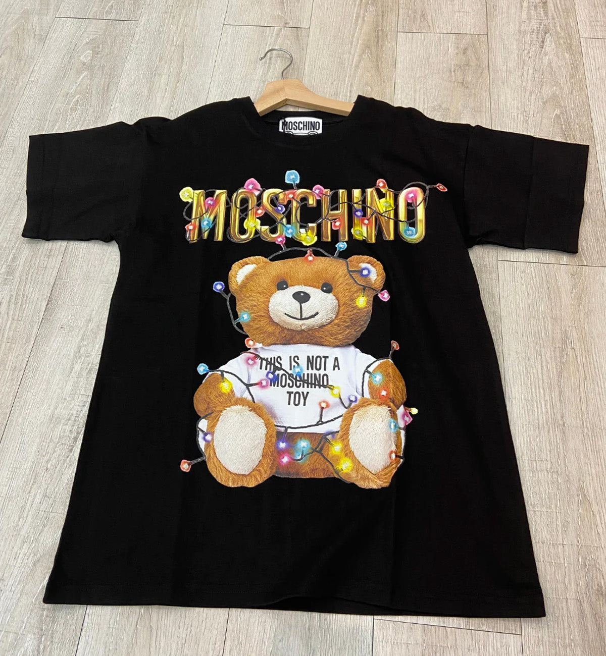 Moschino Christmas Teddy Printed T-Shirt (Black)