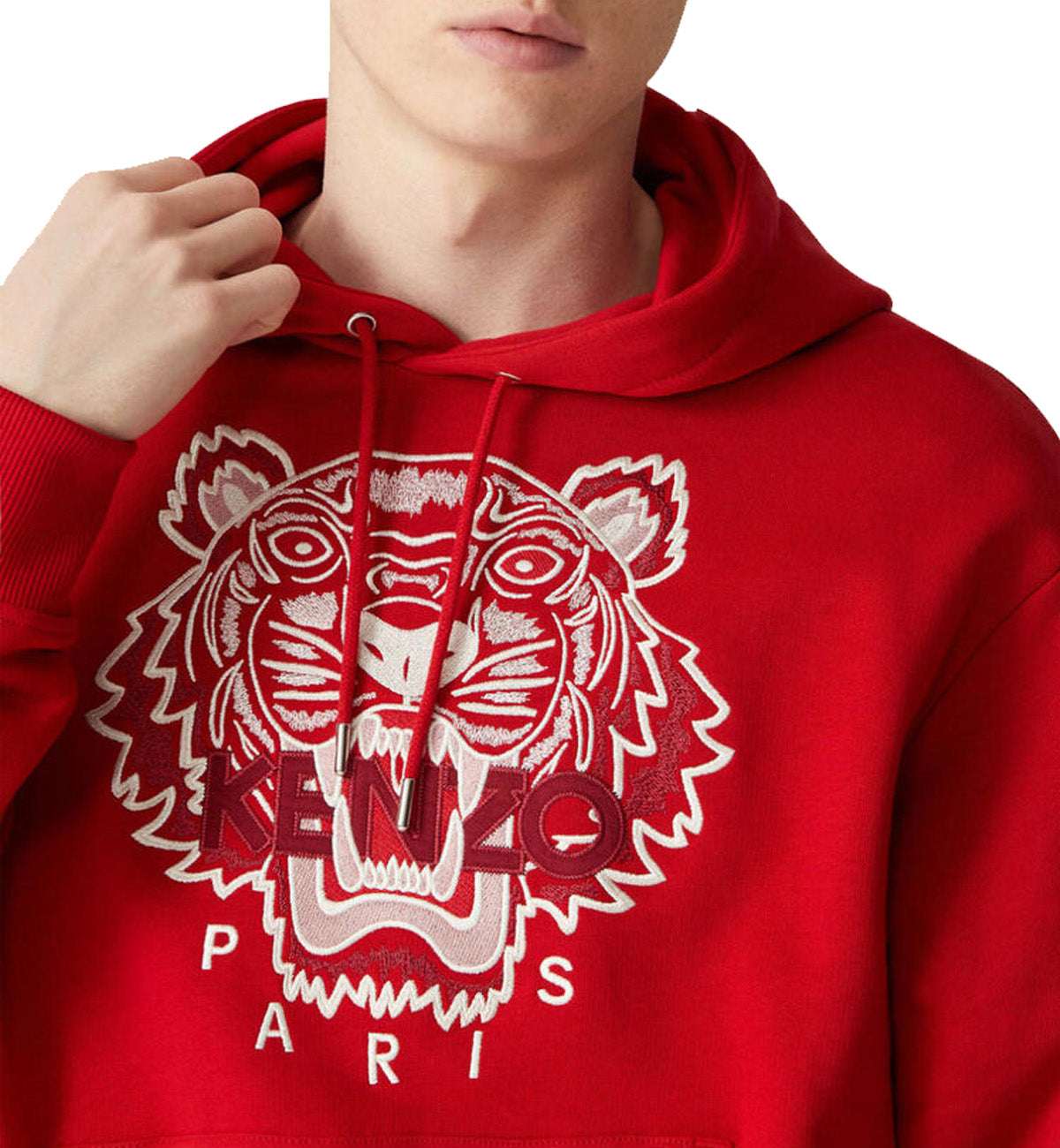 Kenzo Embroidered Red White Tiger Red Hoodie