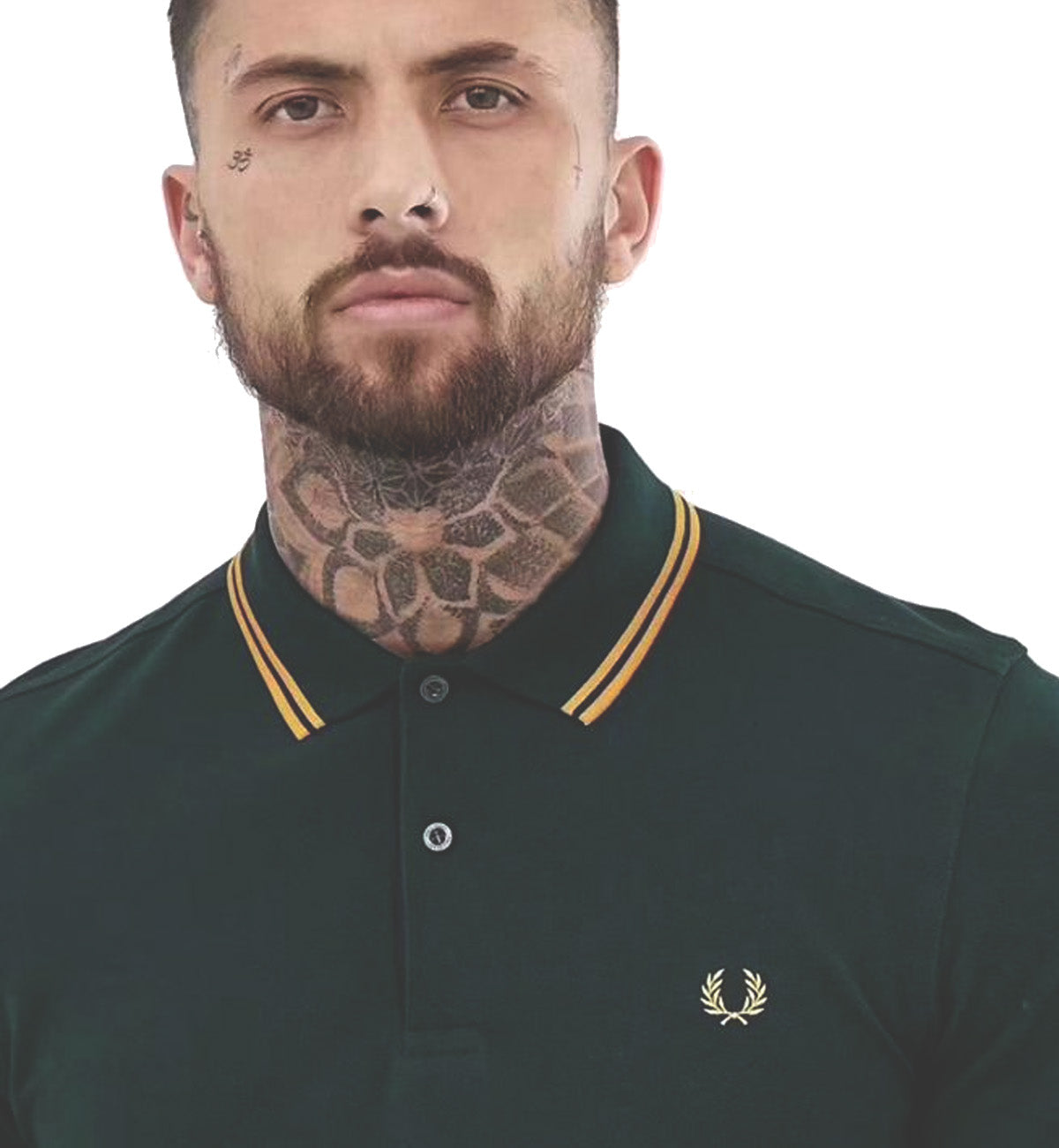 Fred Perry Gold Double Stripe Green Polo Shirt