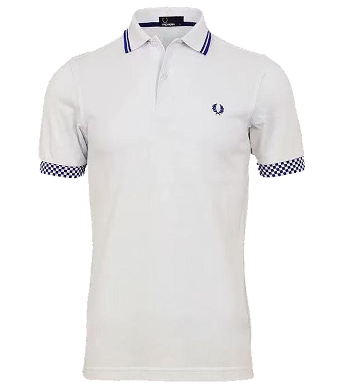 Fred Perry Blue Stripe with Plaid White Polo Shirt